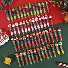 1Pc/2pcs/8pcs/12pcs/24pcs /Christmas Mini Multicolor Pen Set, Festive Four-In-One Cute Click Ballpoint Pens, Suitable For Colleague Christmas Party Gifts And Office Giveaways - Christmas 4-color Ballpoint Pen - View 4
