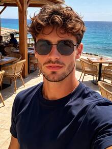 1 Pair Casual Metal Solid Color Round Sunglasses For Men, Design, Suitable For Street Photography, Party, Fishing, Outdoor Leisure Activities, Dating Outfit And More - Multicolor - View 9