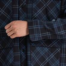 Timberland New Men's Outdoor Casual Plaid Shirt Multi-Pocket Loose Fit Long Sleeve Shirt - Royal Blue - View 4