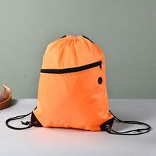 1pc/5pcs/10pcs/15pcs Drawstring Zipper Pouch Bag, Polyester Backpack Storage Bag With Dual Drawstrings, Large Capacity - Multicolor - View 6