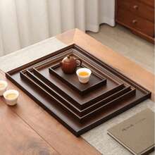 New Chinese Style Bamboo & Wood Rectangular Tray For Dining, Home, Commercial Use, Tea, Coffee, Breakfast, Snacks, Dried Fruits, Minimalist Design - Brown - View 7