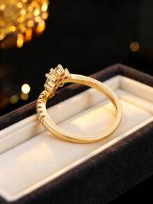1pc Women's Fashion Fingertip Starlight Element Ring, Unique Star-Shaped Cubic Zirconia Inlaid Design, Atmospheric Outfit Accessory - Ring - View 4