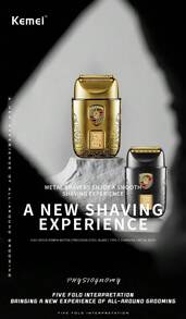 Kemei KM-T93 Men's Electric Shaver Reciprocating Dual Blade Razor USB Rechargeable LED Digital Display Metal Body Beard Trimmer Suitable For Business Gift Gift For Men - Gold - View 3