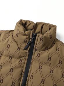 Vancamel Pulse Men's Thick Warm Padded Jacket, Outdoor Sports Bread Jacket, Versatile Letter Print Jacket, Autumn/Winter - Khaki - View 5