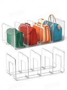 1/4pcs Bag Storage Rack, Space-Saving Storage Rack (Small Size, Only Fits Handbags Or Coin Purses) - Clear - View 3