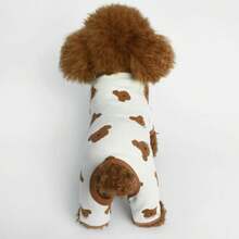 1pc Pet Dog Clothes Autumn Winter Small Dog Four-Legged Print Bear Home Wear - White - View 4