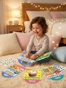Bộ 6 cuốn sách dán sticker jelly tái sử dụng cho trẻ em - Đồ chơi giáo dục sớm di động có tay cầm, mềm chống nước, có thể dán lại, sách hoạt động cảnh chơi dán sticker cho trẻ tập chơi, quà tặng học tập, sách giáo dục, quà tặng sinh nhật/Giáng sinh/Năm mới hoàn hảo - Nhiều màu - Xem 8
