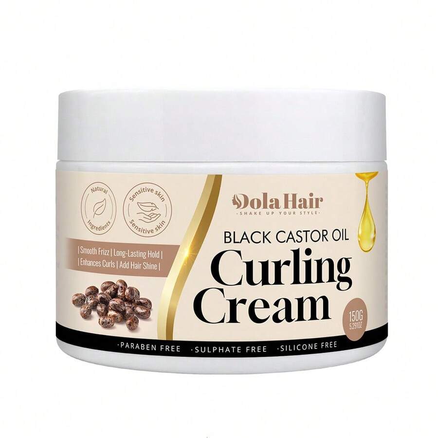 Dola Hair Krim Pengeriting Minyak Jarak Hitam untuk Rambut Alami, Krim Penegas Ikal & Melembapkan, Pengendali Frizz, Daya Rekat Lembut, Memperjelas Ikal, Gulungan & Pilinan - Krim Pengeriting - View 1