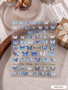 2 Styles Fresh Mori Style Blue Tone Butterfly & Small Flower Decorative Stickers, Holographic Butterfly, Sunflower, Wild Floral & Ladybug Patterns, Suitable For Camera, Phone Case, Earphone Cover, Perfume Bottle, Ceramic Cup And Other Surfaces, Creating Natural Artistic Visual Texture - Decorative Stickers - View 6