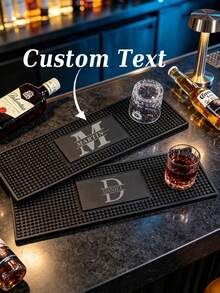 1pc Personalized Bar Mat, Customized Bar Long Mat, Gift For Husband, Home Bar Decor, Rubber Bartender Mat, Silicone Beer Mat, Christmas Gift, Vintage Men's Gift, Customized Personalized Name Whiskey Bar Mat, Rubber Bartender Mat, Gift For Father, Home Bar Decor - Grey - View 5