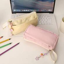 1PC Large Capacity Ins Style Pencil Case, High Aesthetic Minimalist Pencil Box, Portable Solid Color Stationery Bag - Multicolor - View 8