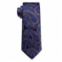 Men's Business Formal Tie 4-Piece Set Blue & Gold Paisley Pattern Handkerchief Cufflinks Gold Tie Clip Matching - Blue - View 3
