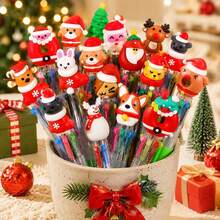 1Pc/2pcs/8pcs/12pcs/24pcs /Christmas Mini Multicolor Pen Set, Festive Four-In-One Cute Click Ballpoint Pens, Suitable For Colleague Christmas Party Gifts And Office Giveaways - Christmas 4-color Ballpoint Pen - View 10