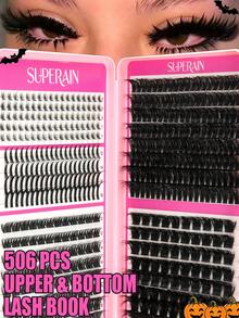 Buku Ekstensi Bulu Mata DIY Campuran 506 PCS, Kluster Bulu Mata Individu dengan Bulu Mata Atas, Bulu Mata Wispy Spike & Bulu Mata Bawah, Ekstensi Bulu Mata Lembut Empuk Dapat Digunakan Kembali, Panjang Campuran, Ramah Pemula untuk Halloween, Pesta Kostum, Perjalanan & Riasan Glamour - D - View 1
