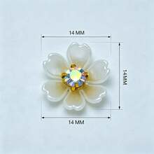 200/100/50/30入/包 14MM 花形圓形亮面水晶水鑽 DIY 平底黏貼珠飾，適用於衣物、包包、鞋子裝飾 - AB彩五瓣花 - 查看 2