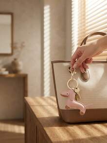 Cute Cartoon-Style Leather Sausage Dog Keychain, Unique Pendant Keyring, Small Gift, Daily Decoration, Mobile Phone Decoration - Multicolor - View 5