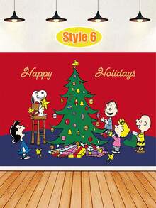 MASSDI Puppies Christmas Party Backdrop, Family Christmas Tree Scene Photo Banner, Decorative Background For Holiday Party & Photography - Cartoon - View 15