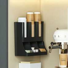 1pc 4-Slot Espresso Cup Holder - Heavy Duty Commercial Coffee Shop/Bar/Office Use Cup Rack | Space-Saving Countertop Storage Rack With Black Tray | Non-Food Contact Design One-Piece Molded, Suitable For Restaurant, School, Hotel Dining Room, Living Room, Bar Counter Storage - Black Cup Holder - View 5