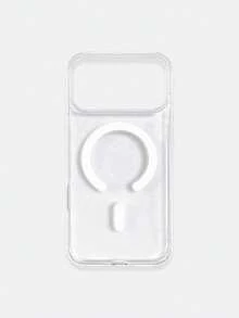 1pc 5-Style Optional Contrast Border Magnetic Large Window Transparent Phone Case, Ins Minimalist Phone Case, Built-In Magnetic Ring Supports Wireless Charging; Covers, A Style Transparent Border / B Style Light Pink Border / C Style Vibrant Orange Border / D Style Classic Black Border / E Style Light Gray Border, Raised Lens Full Coverage Anti-Drop Soft Shell, Minimalist Versatile Fashion Phone Case, Suitable For Personal Use, Birthday Gift Choice; Compatible With IPhone Case - Multicolor - View 12