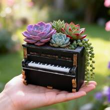 1 Buah Pot Tanaman Berbentuk Piano Vintage Timbul 3D, Cocok untuk Sukulen, Tanaman Merambat Gantung, Pajangan Meja, Pot Bunga Dekorasi Berkebun Artistik dan Kreatif - Pot Bunga Piano - View 9