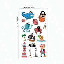 10pcs Pirate Style Theme Party Temporary Tattoo Stickers, Pirate Ship, Treasure Chest, Anchor, Ship Wheel Multi-Element Pattern Design, Suitable For Holiday Party Makeup Performance Body Art Decoration Temporary Fake Tattoos - Multicolor - View 4