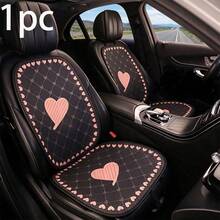1pc Striped Heart Rhombus Print Car Seat Cushion, Breathable Anti-Slip Car Seat Pad, Car Interior Accessory - A - View 7