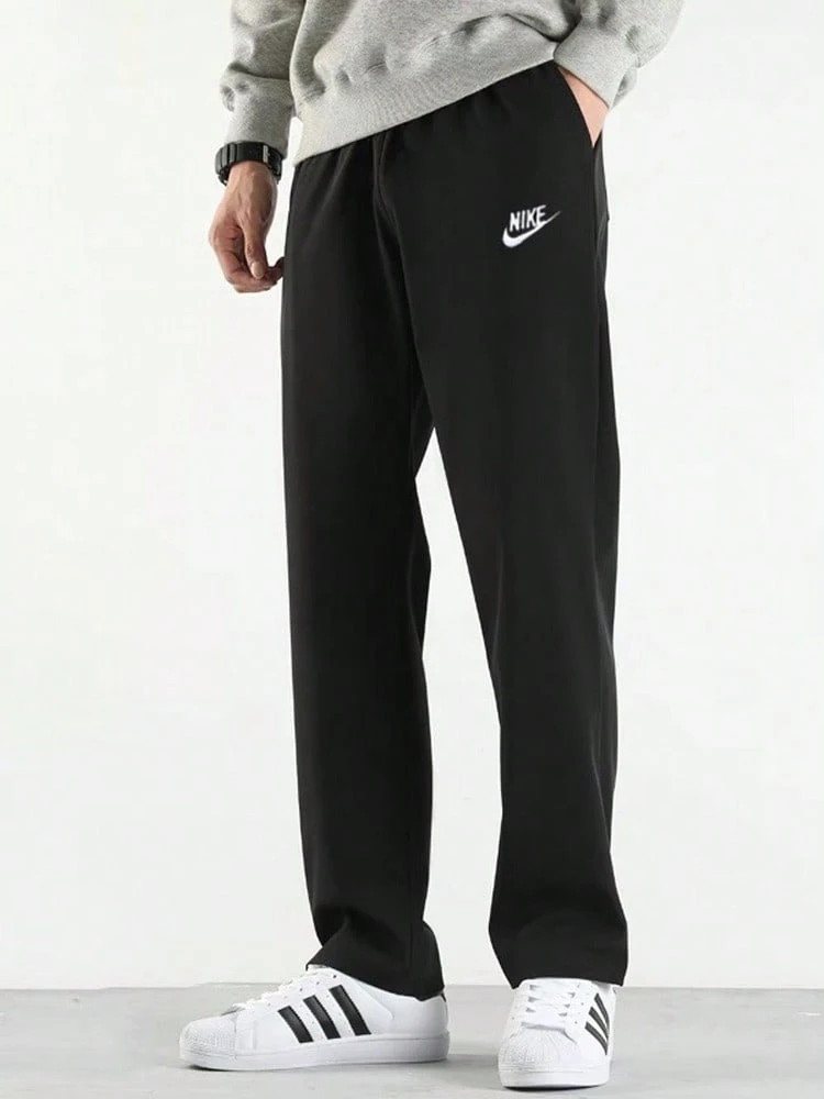 Nike Men's Casual Everyday Basic Straight-Leg Knit French Terry Breathable Mid-Rise Sweatpants - Black - View 1