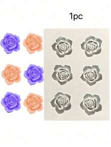 6孔玫瑰花造型3D硅胶模具 - 适用于制作香薰蜡烛、手工皂、香薰蜡烛片、树脂工艺品和DIY项目 | 可重复使用的不粘硅胶模具，是手工爱好者和礼品制作的理想之选。适合万圣节、圣诞节、感恩节、母亲节等节日礼物。 - 彩色 - 查看 15