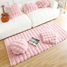 1pc Faux Rabbit Fur Bubble Plush Rectangular Large Area Luxury Cream Style Wave Decor Rug, Fluffy Soft Premium Polyester Plush Home Living Room Sofa Mat, Bedroom Bedside Carpet, Study Room, Walk-In Closet, Pet Mat, Chair Cushion, Machine Washable, Fade-Resistant, Creates Cozy Home Atmosphere - Dusty Pink - View 13