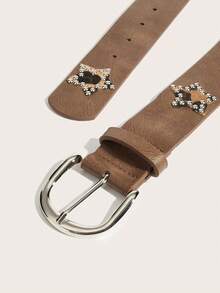 2/1pc New Punk Diamond Inlaid Belt, Hip Hop Motorcycle Style Diamond Belt, Suitable For Japanese, Korean, And Western Appearance, - Multicolor - View 5