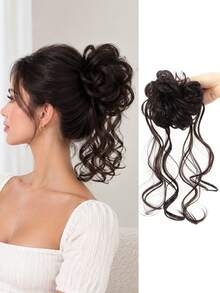 Women's Messy Curly Bun With Face-Framing Tendrils – A Chic, Effortlessly Elegant Hair Accessory Perfect For Everyday Wear, Dates, And Parties. - Multicolor - View 10