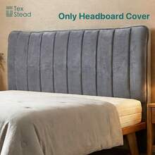 1pc Baby Suede Elastic Headboard Cover, Soft Smooth Skin-Friendly Headrest Slipcover, Solid Color Dust-Proof Bed Headboard Protector, Universal Fit, Suitable For Bedroom Decor, All Seasons - Light Grey - View 4
