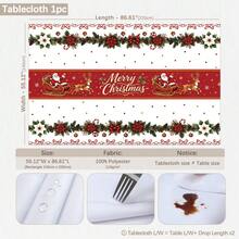 1 chiếc khăn trải bàn họa tiết hoa trạng nguyên, tuần lộc và ông già Noel Giáng Sinh, chống bám bẩn, dùng trang trí bàn ăn, bếp, bàn cà phê, kệ TV, lối vào, tiệc lễ hội, trang trí nhà cửa, họp mặt Giáng Sinh - Nhiều màu - Xem 10