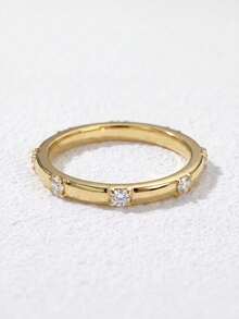 1件 0.012ct 微鑲鑽立方鋯石戒指，優雅奢華，適合訂婚、婚禮、朋友生日、週年紀念場合，新娘珠寶 - 潮夕莫桑戒指 - 查看 2