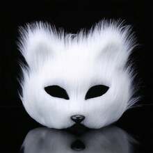 1pc Halloween Funny Plush Hard Fox Mask, Black And White Color Matching, Unisex, Suitable For Festival Party, Stage Performance, Cosplay - Black and White - View 7