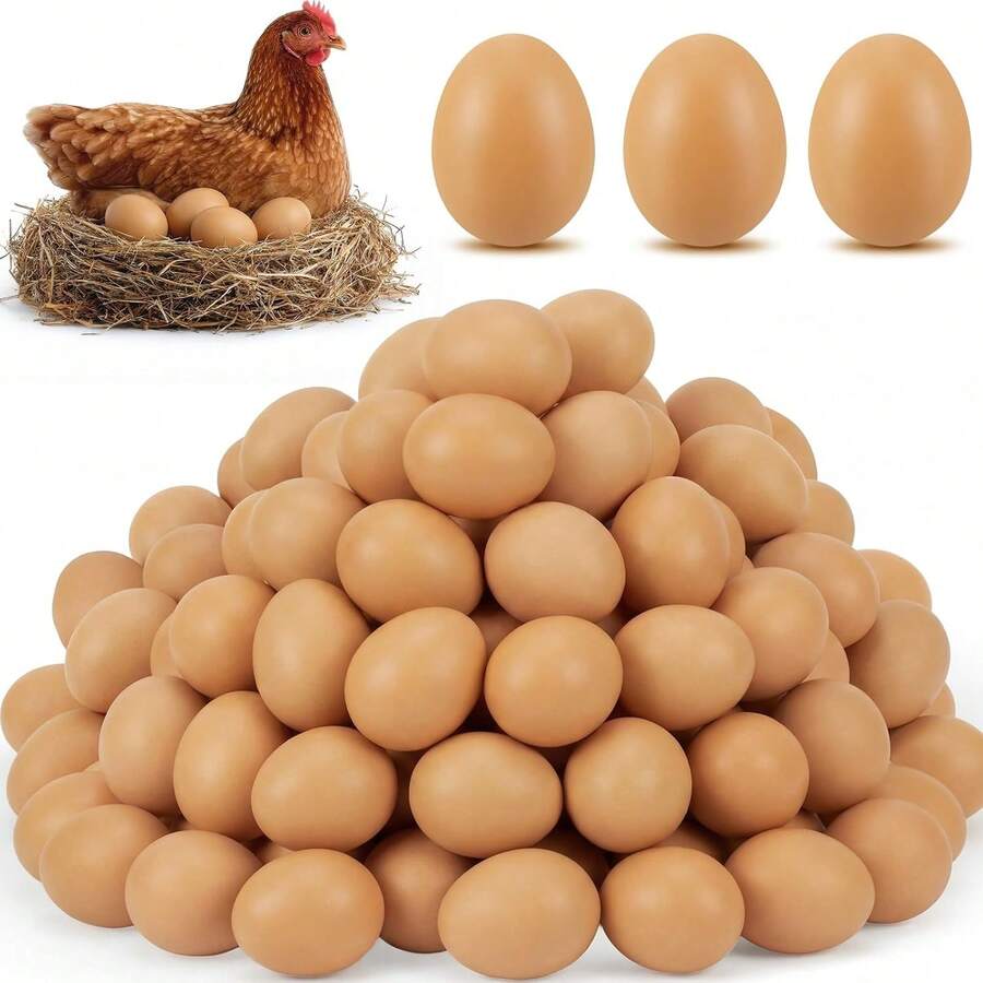 Set 6 Telur Buatan – Perlengkapan Hewan Ternak, Aksesori Kandang, Alat Bantu Sarang, dan Telur Dekoratif - Jahe - View 1