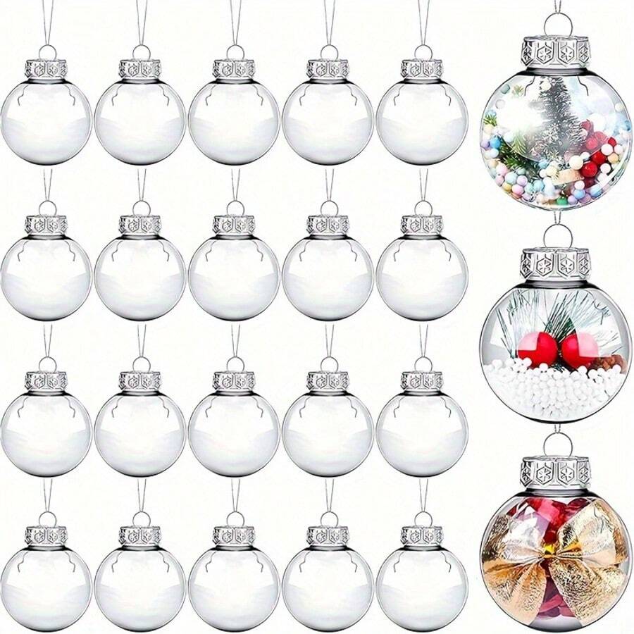 Transparent Christmas Balls, Fillable Plastic Christmas Tree Balls, Crafts, Transparent Plastic Balls, Tree Decorations, Christmas Ornaments, Christmas Decorations - Multiple Styles - View 1