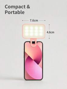 1PC Portable LED Clip On Mobile Phone Fill Light, Rechargeable, Camera Light, Mobile Phone Photography Accessories, 3 Color Temperature Adjustable Selfie Lights, Used For Live Streaming, Makeup, Video Calls, Travel, Holiday Essentials 250mAh - one-size - View 7