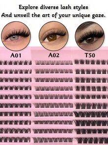 9 Styles DIY Lash Cluster Kit, 3 Set Options With C & D Curl Individual Lashes, Natural Wispy False Eyelash Extensions, Soft Fluffy Lightweight Lash Segments For Easy Application, Everyday Makeup, Beauty Looks And Gift - View 6