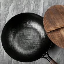 32CM Household Pure Iron Wok, Non-Coated Cast Iron Pan, Compatible With Gas & Induction Cookers - View 5