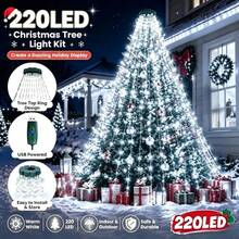Lampu Pohon Air Terjun Natal 400/220 LED, Lampu String Kerucut LED Bertenaga USB 8 Mode, Dekorasi Liburan Putih Terang untuk Pesta Taman Indoor Outdoor Pernikahan Natal Halloween - Cahaya Putih Air Terjun - View 3