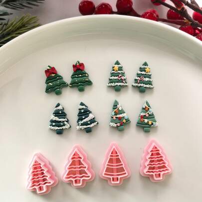 Playful Wavy Layered Christmas Tree Polymer Clay Cutter, Scalloped Layered Pattern Clay Cutter, DIY Handmade Earring Pendant Brooch Making Tool, Compatible With Polymer Clay, 3D Printed, Clean Cut, Handmade Jewelry Floral DIY Craft Accessories, 3D Printed, Clean Cut, Handmade Jewelry Floral DIY Craft Accessories