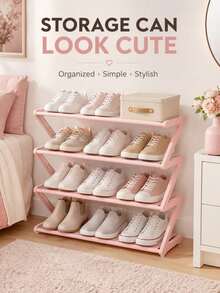 1pc 4-Tier Shoe Rack, Space-Saving Freestanding Shoe Rack With Open Storage Shelves, Multi-Layer Vertical Shoe Rack, Suitable For Entryway, Closet, Bedroom, Dorm And Small Apartment, Neat Home Storage Rack, Daily Shoe Storage Solution, Essential Home Supplies For All Seasons, Perfect For Back To School, Housewarming And Holiday Home Organization, Better Effect With Shoe Storage Bags - Multicolor - View 4