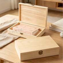 DIY Handmade Wooden Jewelry Box With Lid, Desktop Decorative Jewelry Storage Box, Hinged Lid Storage Box, Minimalist Jewelry Treasure Box Gift Box, Keepsake Storage Box, Handmade, Used For Collecting Jewelry, Gifts And Home Decor - Multicolor - View 2