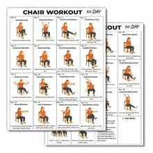 2PCS 30-Day Chair Workout Poster - Seated Exercise Chart For Seniors & Beginners - Low Impact Chair Yoga & Stretching Routine - Home Gym Wall Decor & Fitness Guide For Elderly - Single Piece - View 1