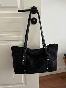 Premium Suede Tote Bag For Women 2026 New Matte Vintage Underarm Bag Large Capacity Shoulder Crossbody Bag - Black - View 9
