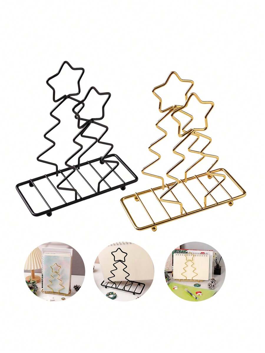 1PC Creative Christmas Tree Shaped Napkin Holder, Desktop Vertical Book Clip Storage Rack, Suitable For Christmas Home Decor, Family Party Gathering Table Decoration Ornament, Holiday Gift For Family And Friends - View 1