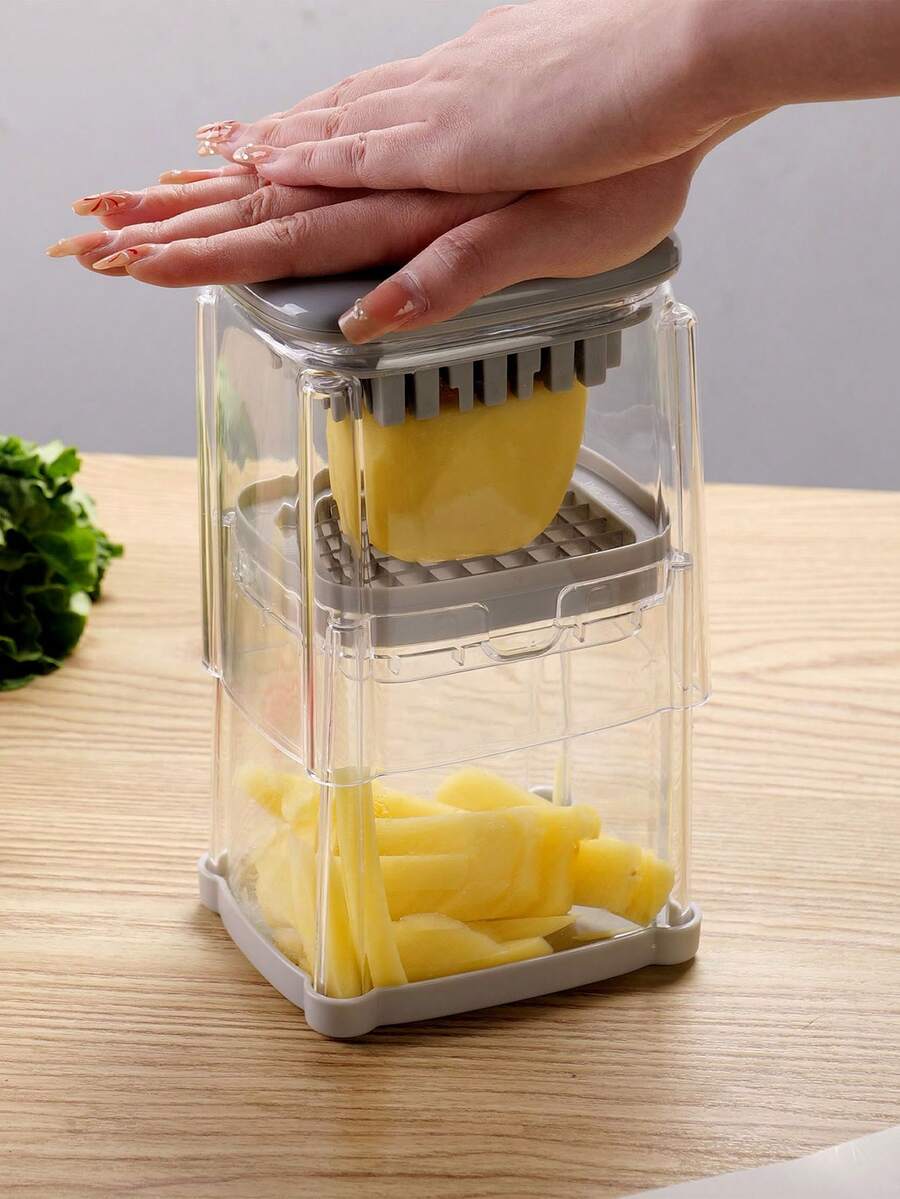 AG BOX Picador de Verduras Cortador de Frutas Manual Cuchillas Acero Inoxidable Cocina Corte Rápido - Gris - Ver 1
