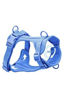 Lightweight Dog Harness: Adjustable, Durable 360-Degree Breathable Mesh Pet Vest Harness With Soft Padded Lining, No-Pull Dog Chest Strap, Adjustable Soft Pad, Dog Vest, Breathable Mesh Pad, Macaron Color Pet Dog Leash, Dog Collar, Traction Rope, Vest-Style Chest Strap Harness, Suitable For Small, Medium, Large Dogs - Blue - View 4