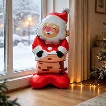 1/2pcs 117cm Chimney Santa Claus Aluminum Foil Balloon, Suitable For Christmas Party Decoration, Themed Birthday Party Setup, Window Display Scene Props - Santa Claus In Chimney - View 3